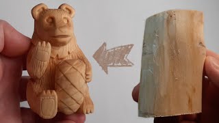 Ведмідь | Різьба по дереву | bear wood carving