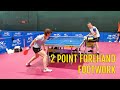 Chen meng 2 points forehand footwork with ma lin