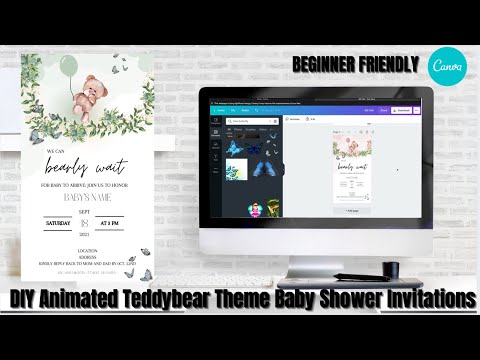 DIY TEDDY BEAR BABY SHOWER INVITATIONS ! BEGINNER FRIENDLY +  CANVA TUTORIAL! *DETAILED*