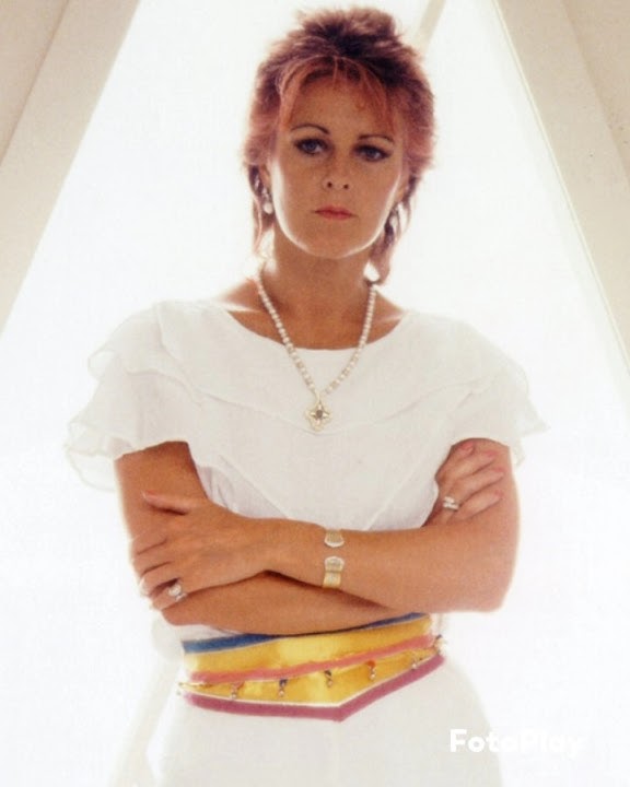Anni-Frid Lyngstad of ABBA being fashionable in the 80s