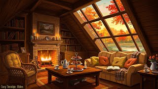 Its Autumn Afternoon In Cozy Cottage 1950S, With Vintage Fall Oldies Music Playing In Another Room