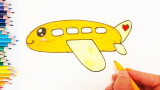 Sevimli Uçak Çizimi - How To Draw Cute Airplane - Kolay Çizimler - Çocuk Çizimleri