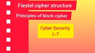 Cyber Security L7|fiestel cipher structure|principles of block cipher|Btech cse kuk uni