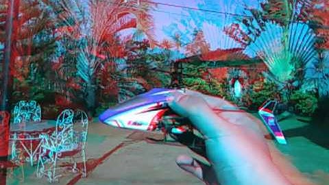 Anaglyph 3D Video  of the Eflite Blade MSR RC Helicopter  b