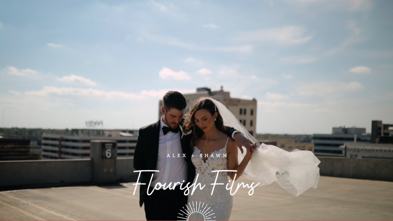 Sunny Rooftop First Look Overlooking the City | Distillery 244 Venue | Kansas Wedding | Alex + Shawn