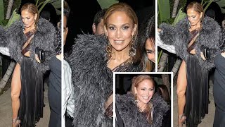 Jennifer Lopez Wows in Cleavage-Baring Gown and Shimmering Skirt at Revolve Collab Launch Party