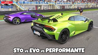 Lamborghini Huracan STO vs Evo vs Performante - Drag Race!