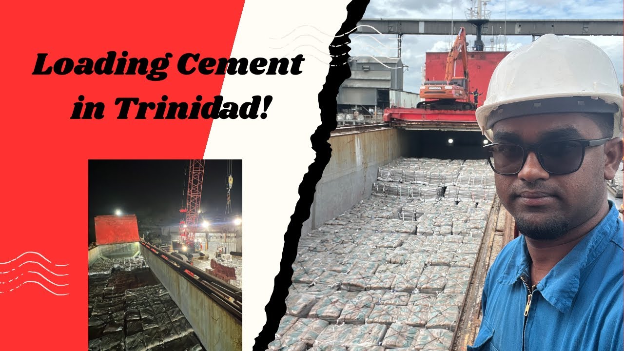 Погрузка цемента на грузовое судно в Тринидаде