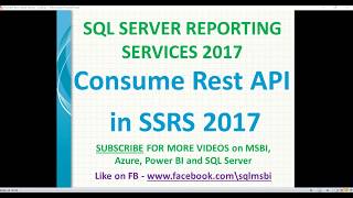 Consume Rest API in SSRS 2017 | ssrs rest api consumption