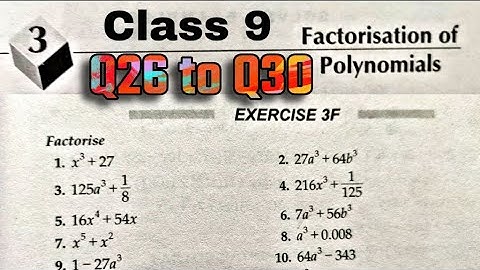 Class 9 Maths Ex 3f Q26 to Q30 Factorisation Of Polynomials | CBSE | RS Aggarwal | Rajmith study