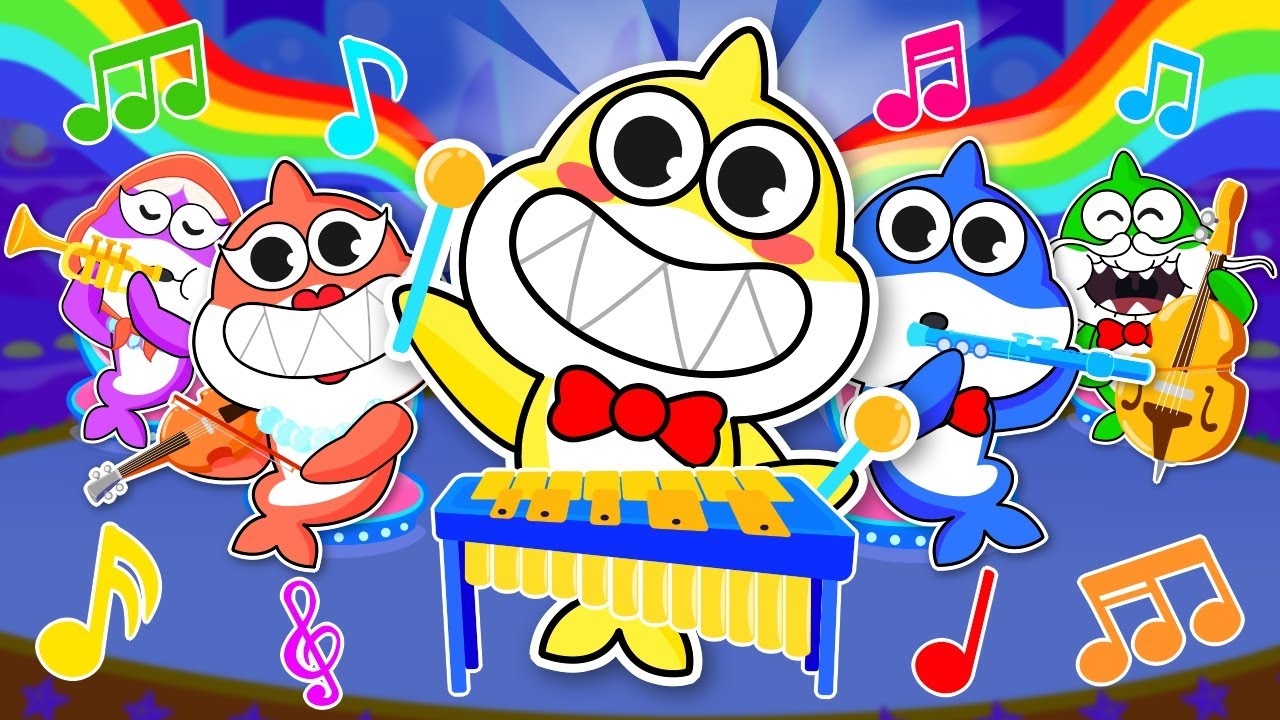 Baby Shark Sings with Musical Instruments | 2D Billions | Baby Shark ...
