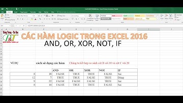 Excel 2016, các hàm logic AND, OR, XOR, NOT, IF