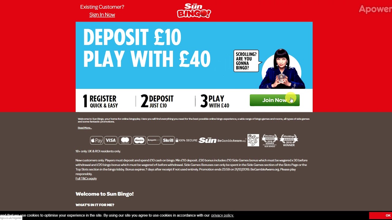 Sun Bingo Login Page