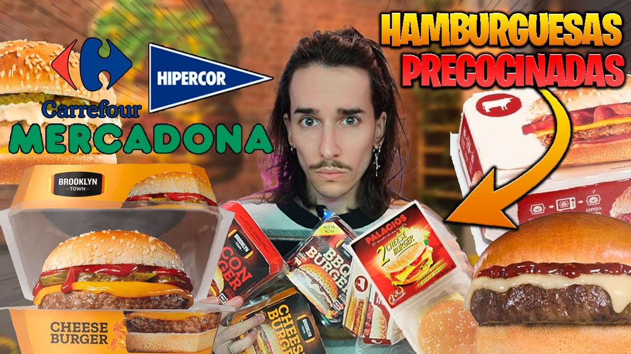 PROBANDO TODAS las HAMBURGUESAS PREPARADAS de MERCADONA, CARREFOUR, HIPERCOR 🍔 | ¿ESTÁN BUENAS?
