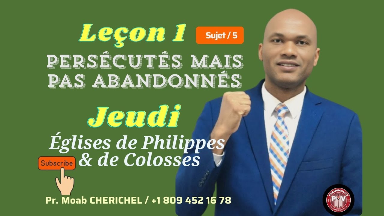 Leçon n°1/ Les Églises de Philippes et de Colosses / Jeudi 1er Janvier /(Eds-1er Trimestre 2026).
