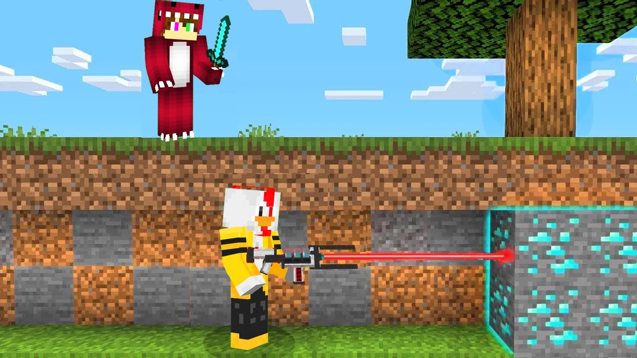 ⁣MINECRAFT: RIUSPLAY vs 1 ASESINO 😱🔪 LASER para MINAR en MINECRAFT SPEEDRUN con RAPTORGAMER