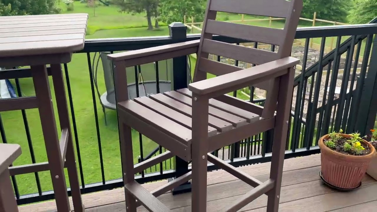 Chairs sturdy for 250 lb?  Review of SERWALL HDPE Outdoor Patio Bar Set in Coffee