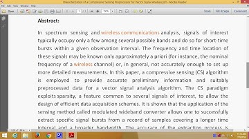 Characterization of a Compressive Sensing Preprocessor for Vector Signal Analysis