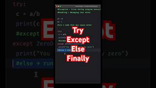 Try Except Else Finally 🐍 #python #pythonprogramming #pythontutorial #coding