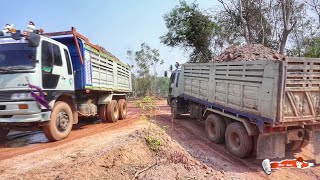 สุดยอด รถสิบล้อ รถดิน โหลดอัดดินเต็มๆ กระบะ | แบคโฮ | รถขุด | รถบรรทุก | excavator | truck