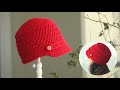 钩针编织秋冬季红色邮差帽Crochet Red Newsboy Hat