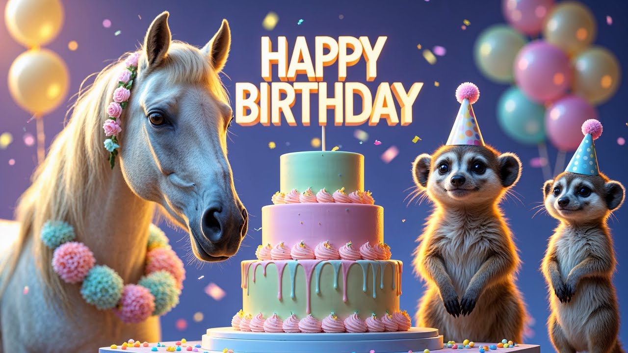 🎂 Happy Birthday! Funny Animals Eating Birthday Cake.