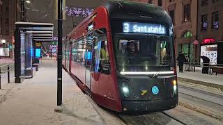 Tampere tram system from passengers perspective at winter 2023, Tampere, Finland, Europe