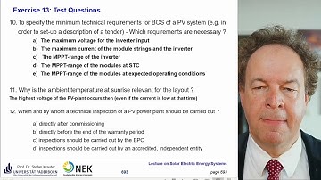 Solution to Exercise 13 "Solar Electric Energy Systems" - Large-scale PV power plants