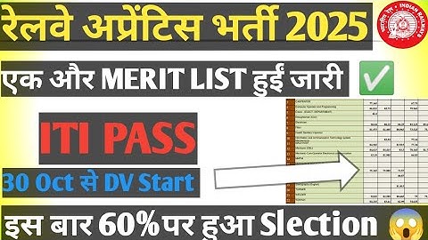 रेलवे अप्रेंटिस मैरिट लिस्ट हुई जारी 2025|| Railway apprentice merit list 2025|| Blw merit list 2025