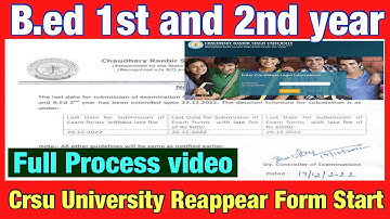 Crsu B.ed 1st and 2nd year reappear form Start date extended crsu today update
