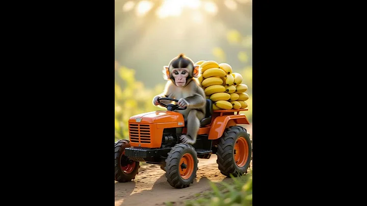 Funny Monkey riding on a tractor  #shorts #monkey #funny #babymonkey