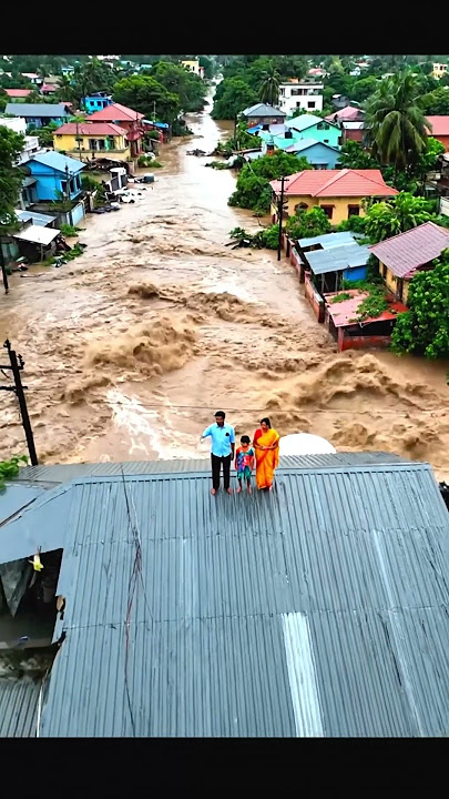 Suasana terjebak diatas rumah saat banjir bandang#s