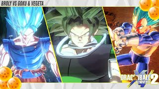 Broly (Restricted Super Saiyan) vs Goku \& Vegeta Blue | Dragonball Xenoverse 2