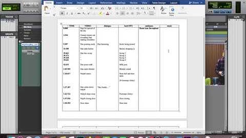 Spotting sessions and cue sheets for video projects.