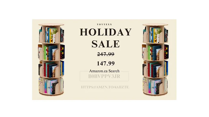 4 Tier Rotating Bookshelf, 360° Solid Wood Rotating Bookshelf Organizer for Home, Bedroom, Office