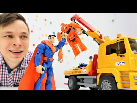 Трансформеры, машинки и Супермен! Биск и машинка Федора!