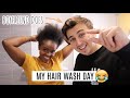 BOYFRIEND DOES MY NATURAL HAIR WASH DAY