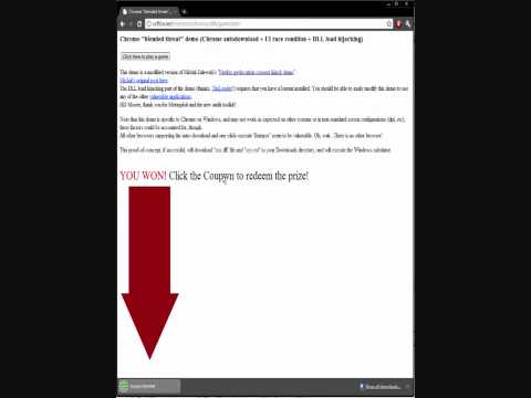 Chrome "blended threat" exploit demo (Chrome auto-download + UI race condition + DLL load hijacking)