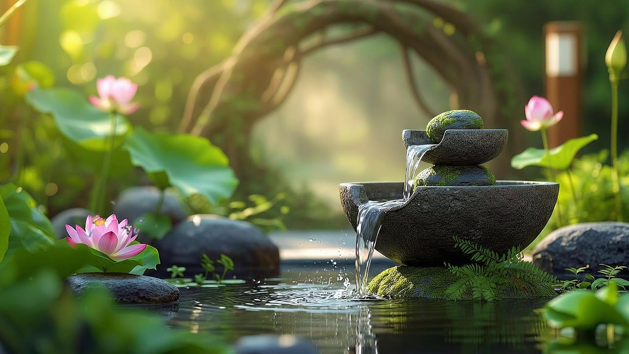 Healing Piano & Bamboo Water Sounds  Relaxing Music for Anxiety Relief & Deep Sleep