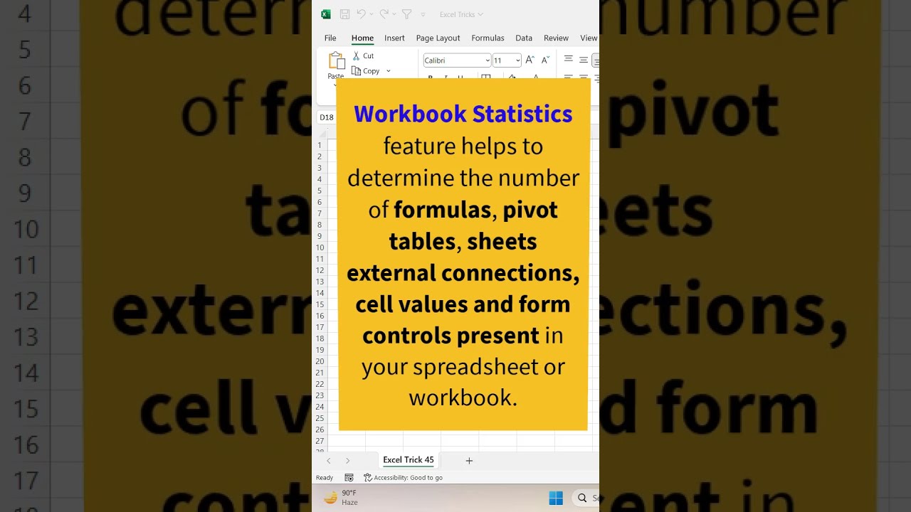 Excel Trick 45 How To Get Workbook Statistics In Microsoft Excel Excel Trick 45 How To Get Workbook Statistics In Microsoft Excel