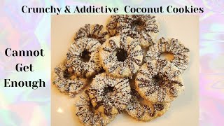 Coconut cookies with chocolate drizzle