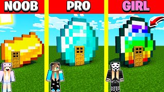 Minecraft Battle: GOLD vs DIAMOND vs RAINBOW INGOT HOUSE BUILD CHALLENGE - NOOB vs PRO vs GIRL