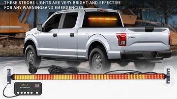 35 inch Traffic Advisor Light Bar 144 LED Amber Red Strobe Lights Emergency Warning Flashing Lights