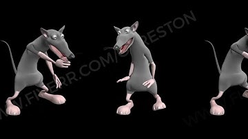 Dancing mice. Realistic professional 3D animation. 3D video footage. Rats 3D dancing.