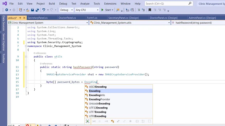 Clinic Management System In C# - Part 8 - Hashing Passwords