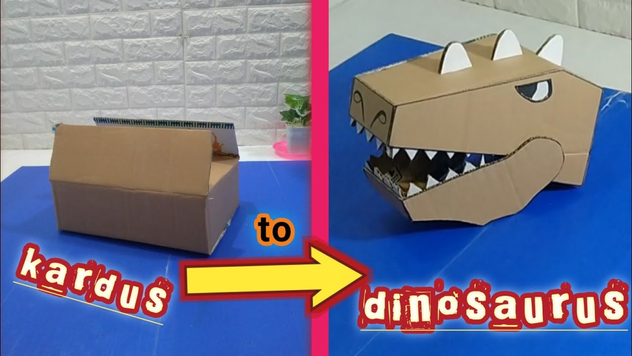 cara membuat dinosaurus dari kardus bekas | dinosaurs from cardboard
