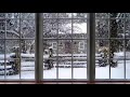 Winter Window Snow Scene Snow and Fireplace