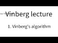 Vinberg lecture part 1vinbergs algorithm