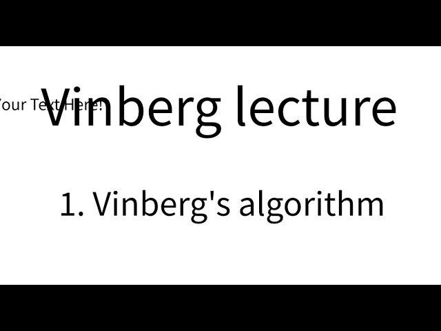 Vinberg lecture part 1.Vinberg's algorithm