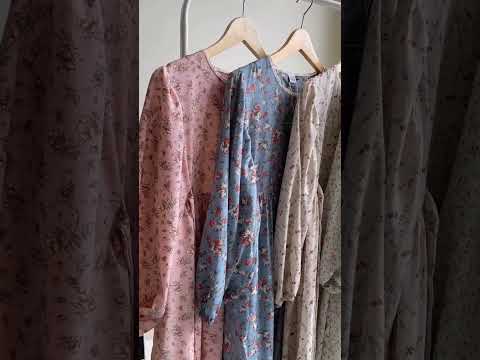 Camila Dress | Dress Korea Motif Bunga Bunga | Midi Dress Rumahan Simple | Dress Muslim Outfit Hijab